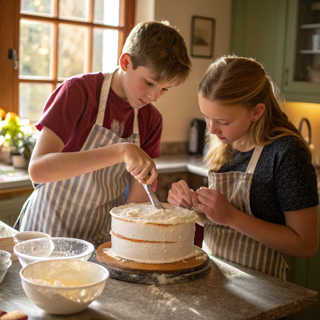 Teens Baking a Cake
